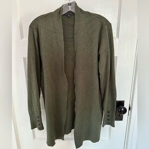 Cyrus Olive Green Ribbed Open-Front Cardigan